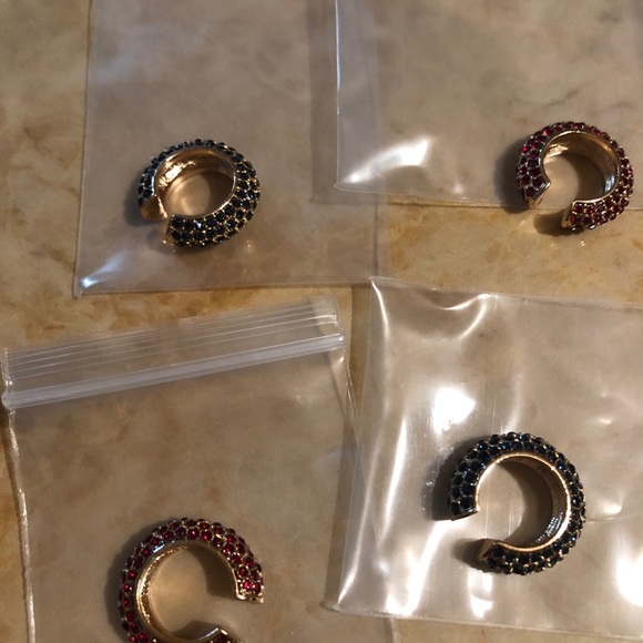 2 Pave Ear Cuff C Shape (red/blue) - Picture 8 of 9